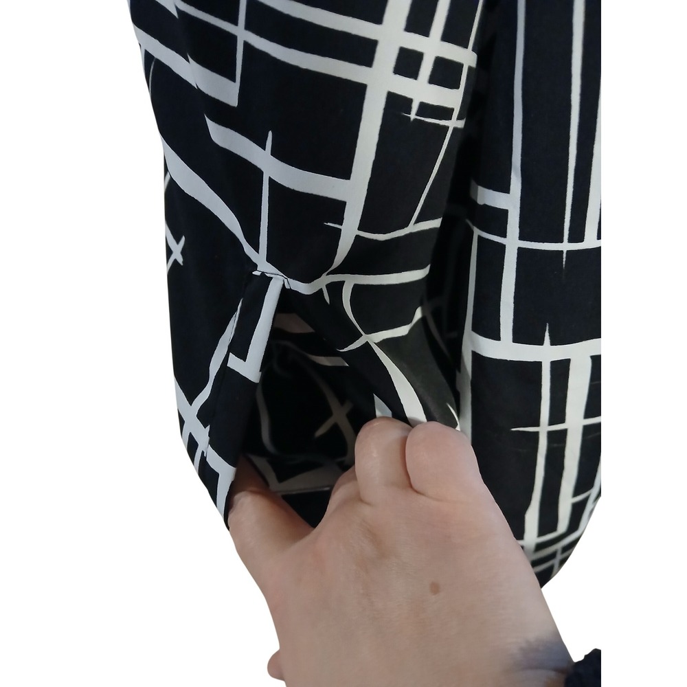 Susan Graver 2x Black and White Geometric Zip Up Bomber Jacket Womens Spring - Picture 5 of 12